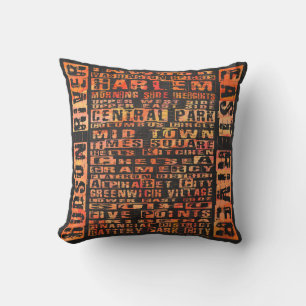 NYC Neighhoods Orange Kissen