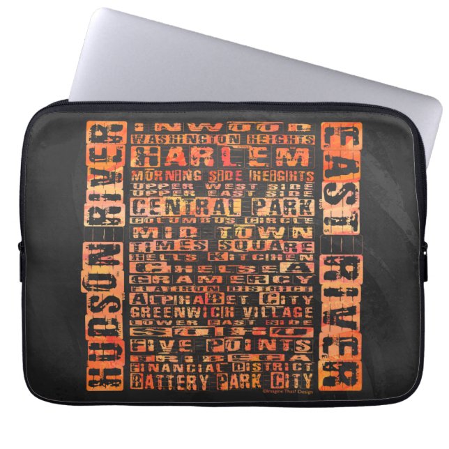 NYC Neighhoods Orange Laptopschutzhülle (Vorderseite)