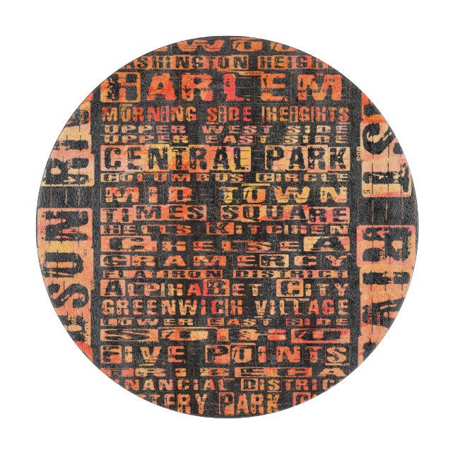 NYC Neighhoods Orange Schneidebrett (Vorderseite)