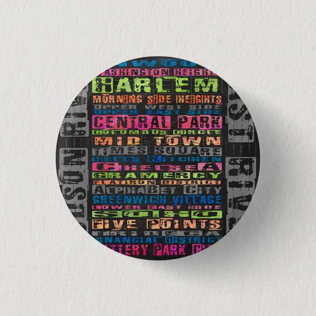 NYC Neighhoods Rainbow Button (Vorderseite)