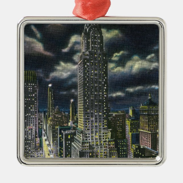 NYC, neues YorkChrysler Gebäude nachts # 1 Ornament Aus Metall (Vorne)