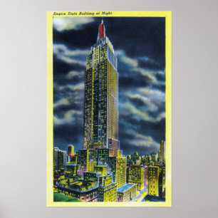 NYC, neues YorkEmpire Staats-Gebäude nachts Poster