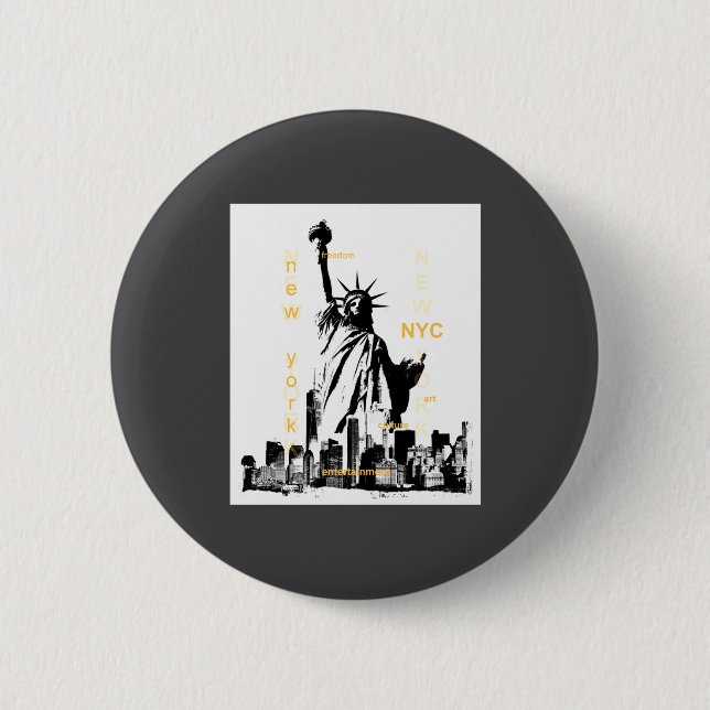 Nyc New York Brooklyn Bridge Liberty Statue Mens  Button (Vorderseite)