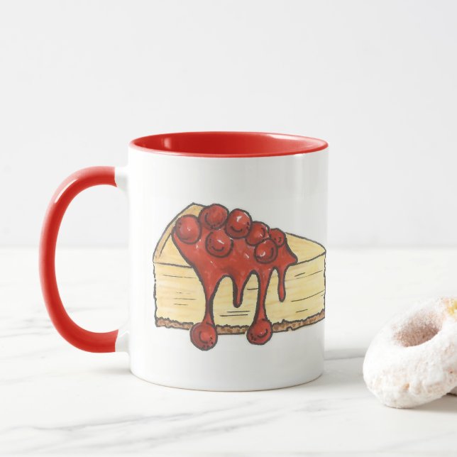NYC New York Cherry Cheesecake Cake Slice Feinschm Tasse (Mit Donut)