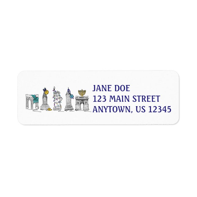 NYC New York City Hanukkah Chanukah Address Labels (Vorne)