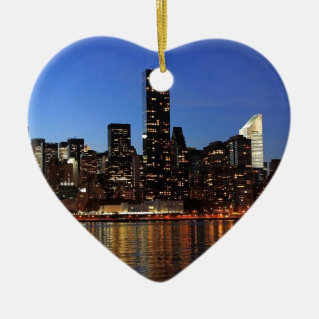 NYC New York City Manhattan Nacht Keramikornament (Vorne)