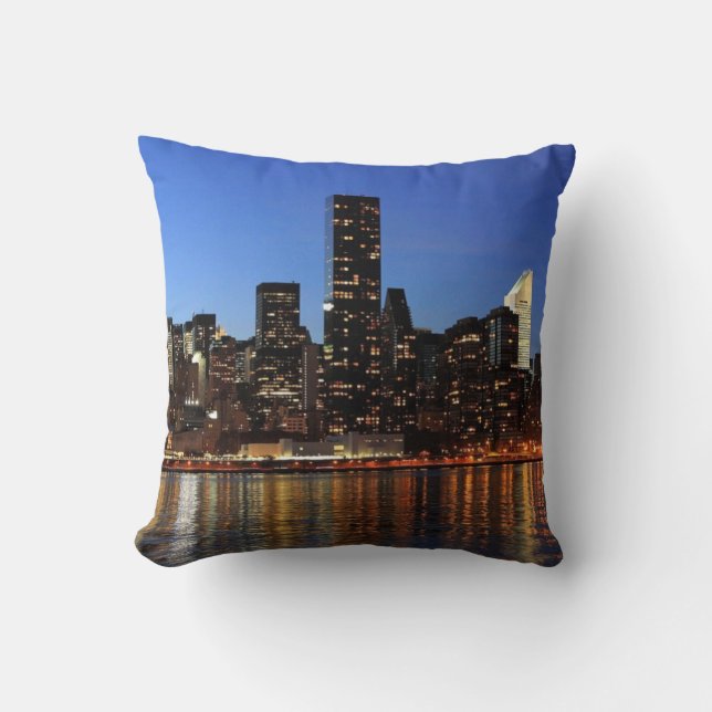 NYC New York City Manhattan Nacht Kissen (Vorderseite)