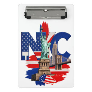 NYC New York City patriotisches Skyline-Grafik – S Mini Klemmbrett
