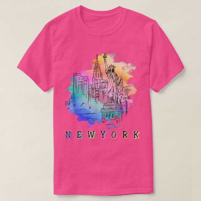 NYC New York City Skylines Statue of Liberty T-Shirt (Design vorne)
