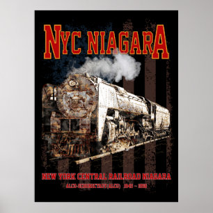 NYC Niagara-Dampflokomotive mit amerikanischer Fla Poster