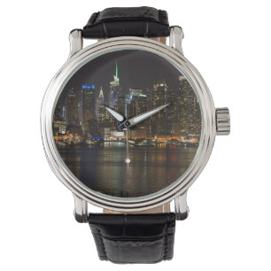 NYC Night Skyline Armbanduhr