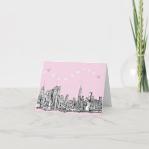 NYC pink hearts Karte