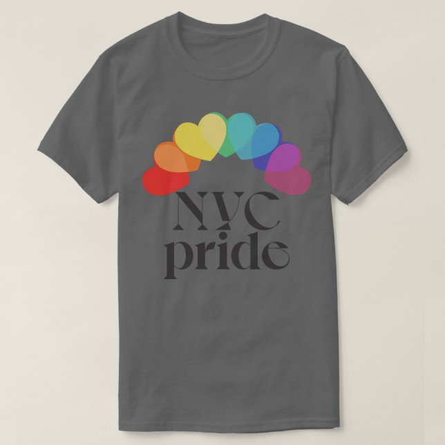 NYC Pride typographic Rainbow Heart Design T-Shirt (Design vorne)