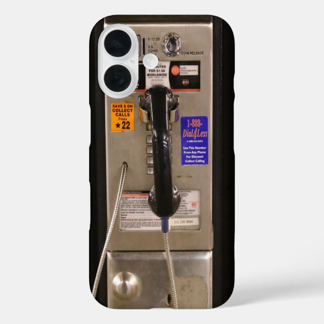 NYC Public Telefone Payphone iPhone 16 Hülle (Rückseite)