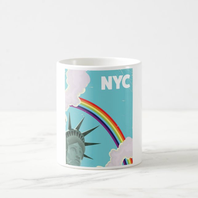 NYC Rainbow Vintage Reiseplakate Kaffeetasse (Mittel)