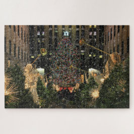 NYC Rockefeller Center Xmas Tree Falling Snow