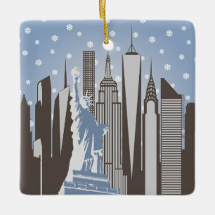 NYC-Schneeflocken Quadratischer Weihnachtsschmuck
