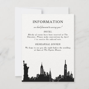 NYC Schwarz-Weiß-Informationskarte RSVP Karte