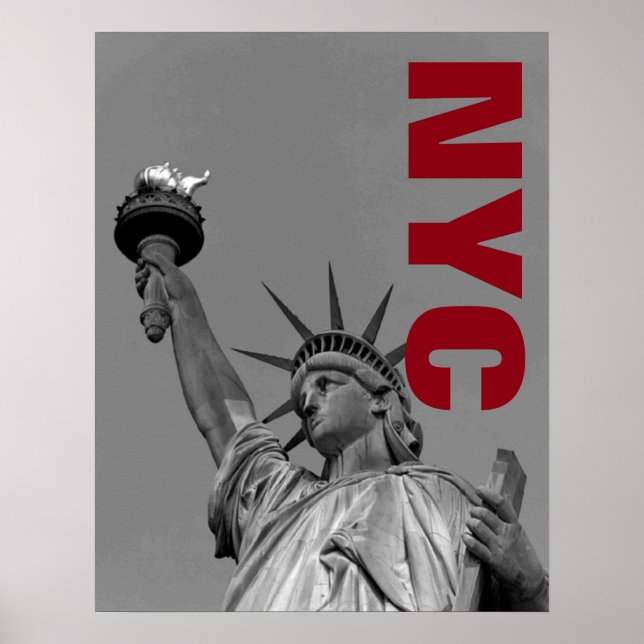 NYC Schwarz-weiße Freiheitskunstfotografie Poster (Vorne)