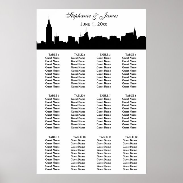 NYC Silhouette DIY BG Farbsitzdiagramm Poster (Vorne)