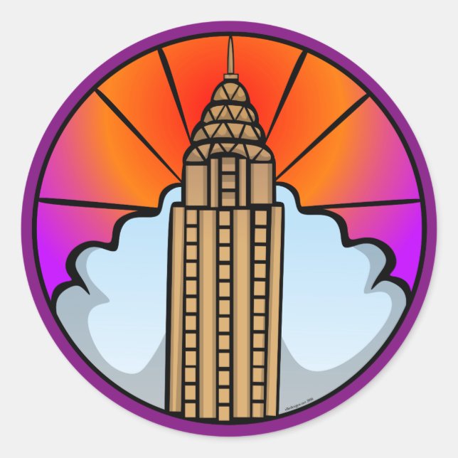 NYC Skycraper-Sticker Runder Aufkleber (Vorderseite)