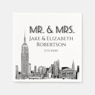 NYC Skyline 01 Etch DIY BG Color Hochzeit Mr Mrs # Serviette
