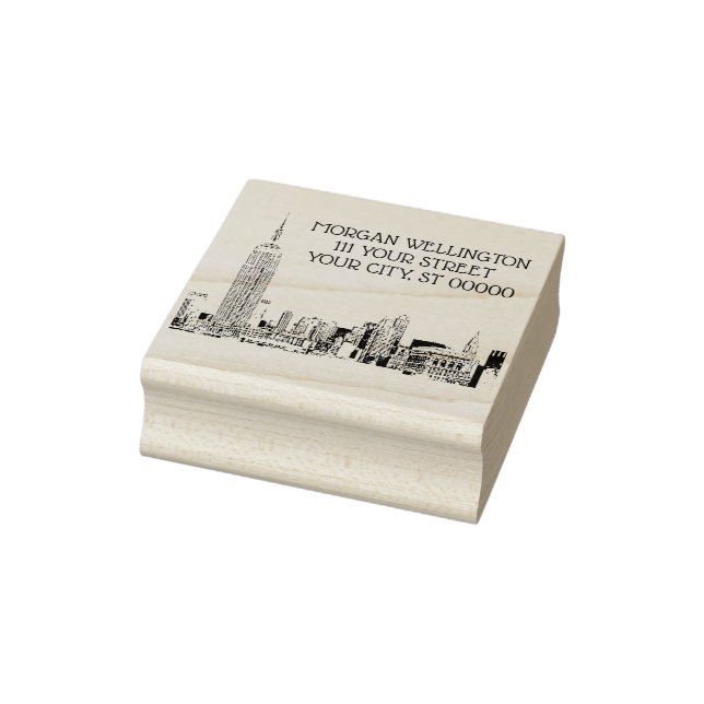 NYC Skyline 01 Etched Rubber Briefmarke Gummistempel (Stempel)