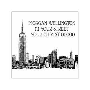 NYC Skyline 01 Etched Rubber Briefmarke Permastempel