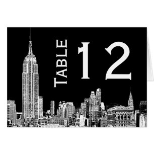 NYC Skyline 01 Etched Tischnummer Card
