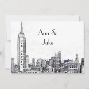 NYC Skyline 01 Etched Wedding Einladung