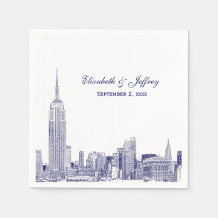 NYC Skyline 01 Geätzt DIY BG Farbe Hochzeit Blau Serviette