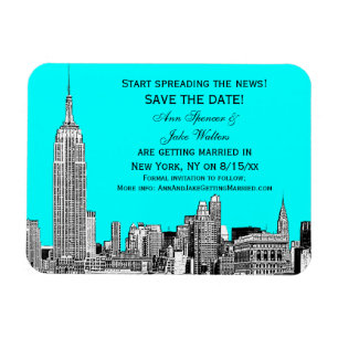 NYC Skyline 01 Geätzter DIY-Hintergrund Farbe Save Magnet