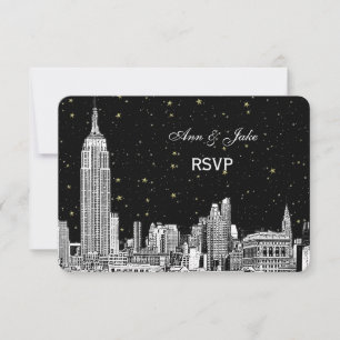 NYC Skyline 01 Geätzter Sternenhimmel DIY Hintergr RSVP Karte