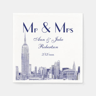 NYC Skyline 01 Geätztes DIY-Hintergrund Hochzeit H Serviette