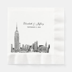 NYC-Skyline 01 geätztes DIY-Hintergrundfarbe Hochz Serviette