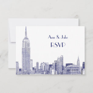 NYC Skyline 01 Gravé Blanc RSVP #2 Bleu