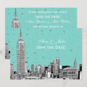 NYC Skyline 01 Gravure DIY Fond de couleur Carte d