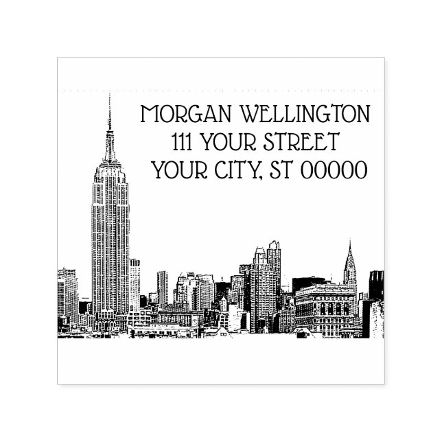 NYC Skyline 01 Rücksendeadresse für Starke Namen Permastempel (Design)