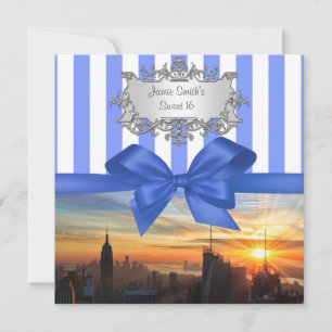NYC Skyline à Sunset Sweet 16 Party Invitation