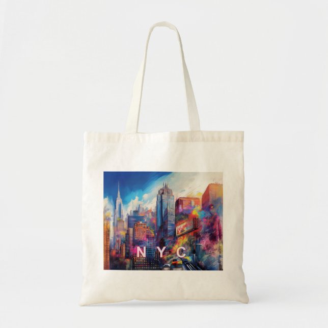 NYC Skyline Abstrakt Art Tragetasche (Vorne)