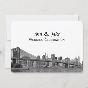 NYC Skyline Bklyn Bridge Etched #2H Wedding Einladung