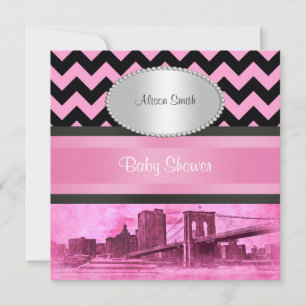 NYC Skyline Brooklyn Bridge Boot 8P Baby Shower-Ei Einladung