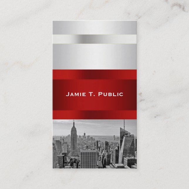 NYC Skyline BW 05 White Red Invitation Suite (Devant)