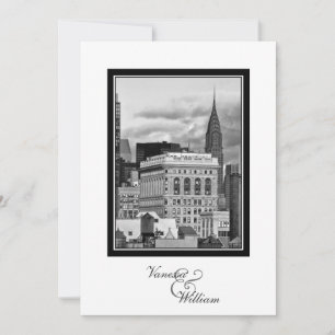 NYC Skyline Chrysler Flatiron BW Hochzeitseinladun Einladung