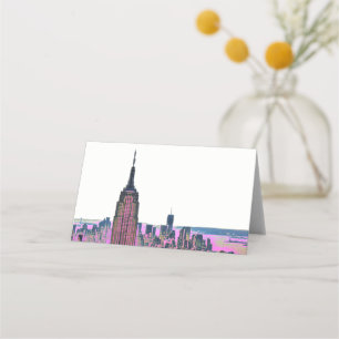 NYC Skyline couleur #1 Etched Look Cartes d'escort