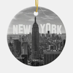 NYC Skyline Emp St Bldg, WTC BW 2C Keramik Ornament