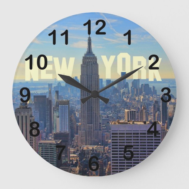 NYC Skyline Empire State Gebäude, World Trade 2C Große Wanduhr (Vorderseite)