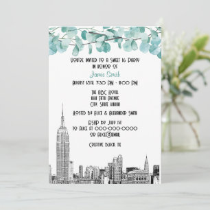 NYC Skyline ESB Etch Eukalyptus Sweet 16 Einladung