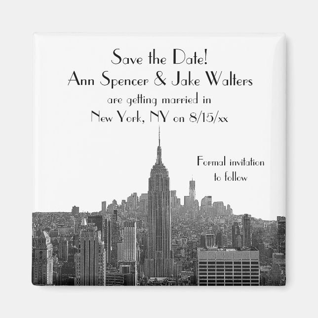 NYC Skyline ESB Top of the Rock Save the Date Magnet (Vorne)