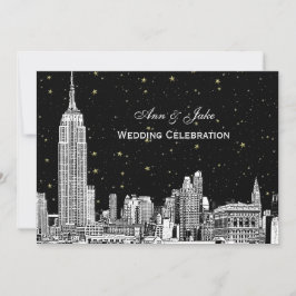 NYC Skyline Etch Starry DIY BG Wedding Invite Einladung